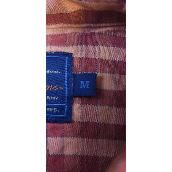 Tommy Bahama Shirt Mens Medium Red Plaid Linen Blend Indigo Palms Button Up - Picture 3 of 16